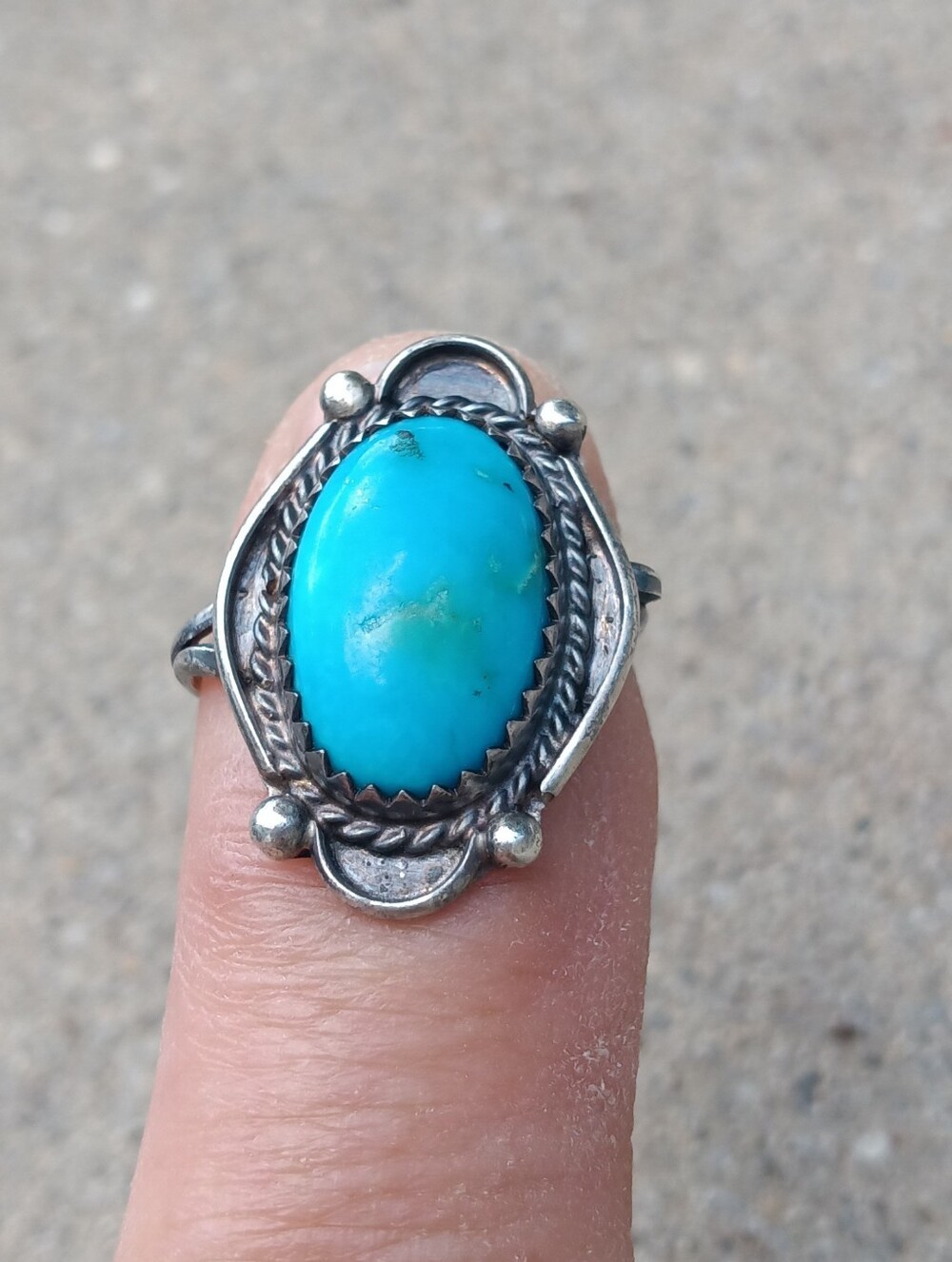 Vintage Native American Navajo Sterling Silver Turquoise Ring Size 3